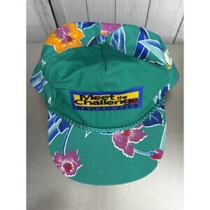 Vintage Hawaii TROPICAL Floral Print Snapback Hat ‘Meet the challenge’ Nissin